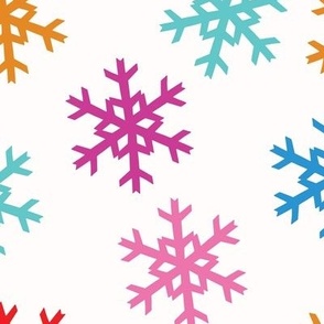 Snowflakes Falling in Bright Colors
