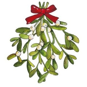 Holiday Mistletoe on White