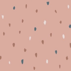 Neutral Blue  Brown & Beige Polka Dots on Pink