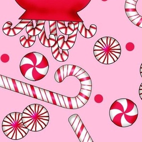 Peppermint and candy canes pink extra large 24"