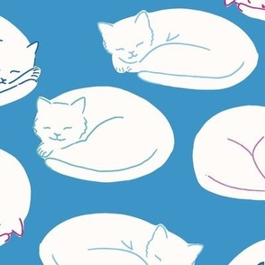 Sleeping Kitties on Blue