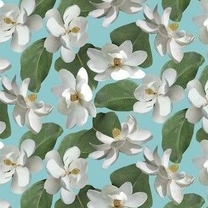 Magnolia on Turquoise Small