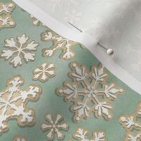 Simple Sugar Cookie Snow Flakes on Sage (small scale)