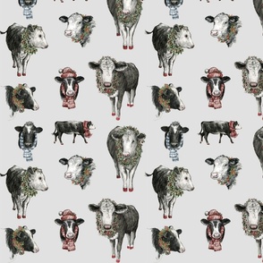 Merry Cows on Gray