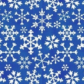 Ditsy Snowflakes on Blue