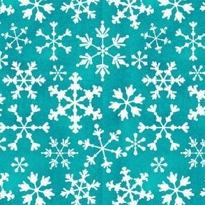 Ditsy Snowflakes on Teal