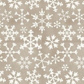 Ditsy Snowflakes on Light Brown