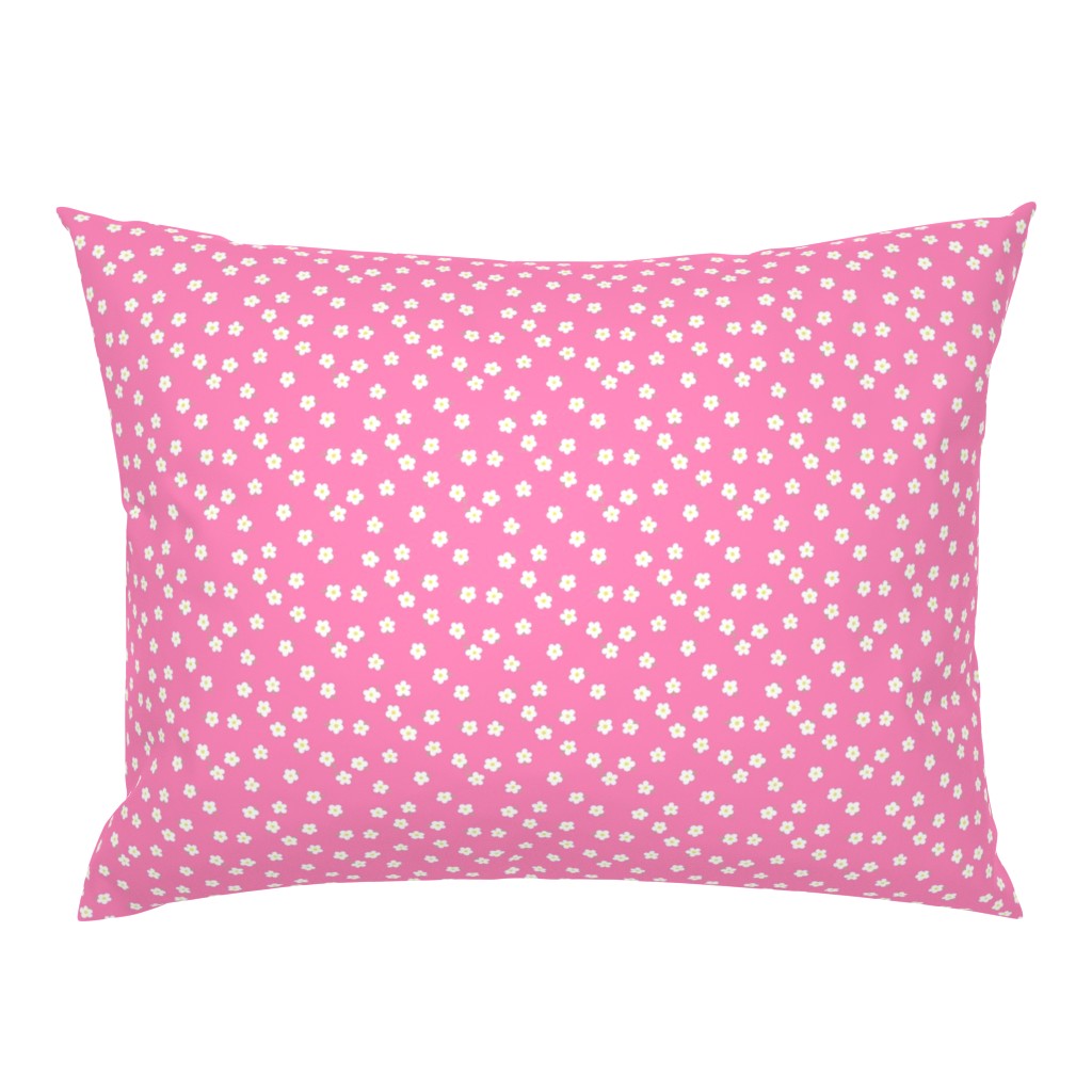 Simple floral - white on bright pink - small