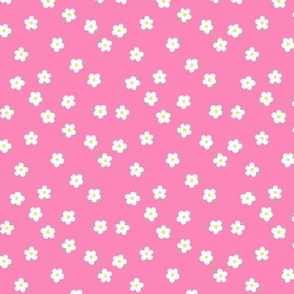 Simple floral - white on bright pink - small