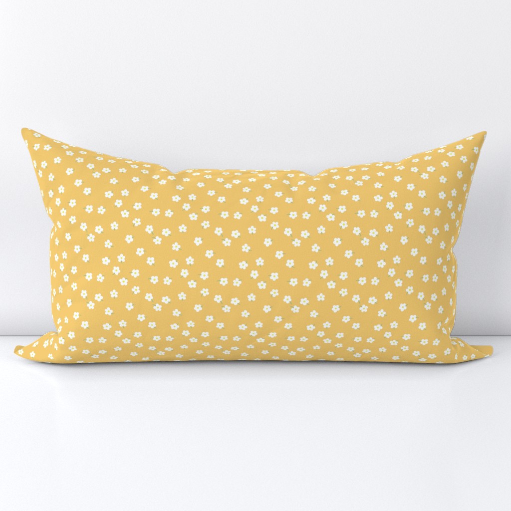 Simple floral - white on samoan sun yellow - small