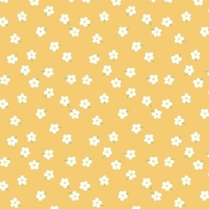 Simple floral - white on samoan sun yellow - small