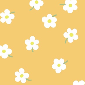 Simple floral - white on samoan sun yellow - large