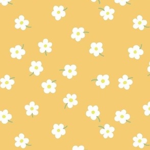 Simple floral - white on samoan sun yellow - medium