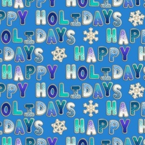 Happy Holidays Sugar Cookies on Bright Blue (small scale)