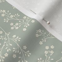 Cotswold Floral Sprig, leaves, sage green ( 6 )