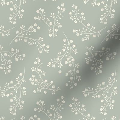 Cotswold Floral Sprig, leaves, sage green ( 6 )