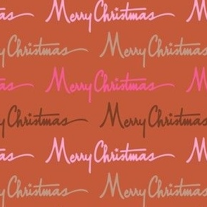 Retro Merry Christmas Typography in Kitschy Mod Pink + Orange