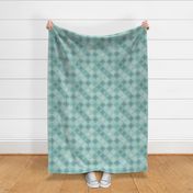 Winter knit style snowflakes | blue, green, teal, cream, pale teal | diagonal checkered | tonal check