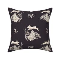 Leaping Woodland Hare Animal Print in Dark Plum / Ecru