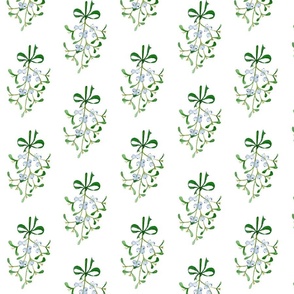 Emerald Green Festive Mistletoe Pattern - Large Scale