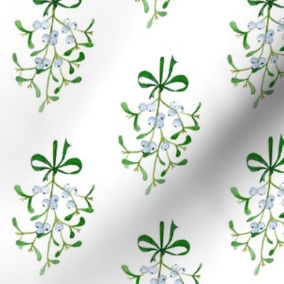 Emerald Green Festive Mistletoe Pattern - Medium Scale