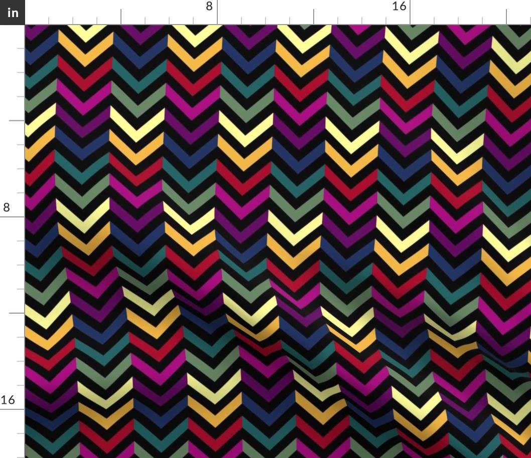 Black & Rainbow Chevrons Half-Drop