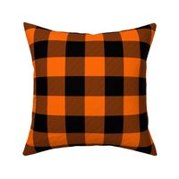 Medium  Bright Orange Rustic Cowboy Cabin Buffalo Check Plaid 2 inch