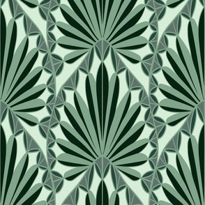 Art Deco Palm Fan Sage Green large scale