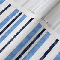 Horizontal Cornflower Midnight Blue and White Textured Stripes