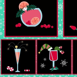 Cocktail Christmas Cheer 1 yard panel 5!