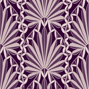 Art Deco Palm Fan Plum Purple & Lilac