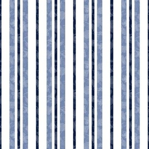 Vertical Dusty and Midnight Blue and White Textured Stripes