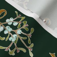 Festive Mistletoe on Dark Green - Large Scale