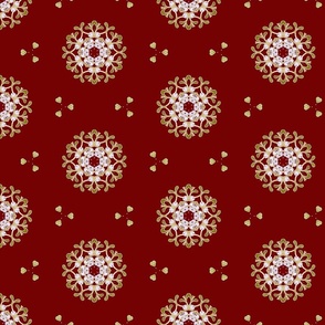 Festive Mistletoe Snowflakes on Red - Large Scale