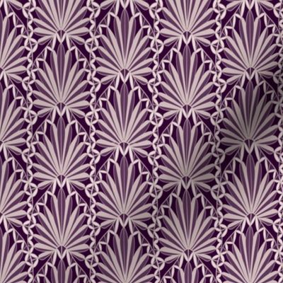 Art Deco Palm Fan Plum Purple & Lilac small scale