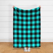 Large Bright Aqua Rustic Cowboy Cabin Buffalo Check Plaid 4 inch