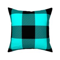 Large Bright Aqua Rustic Cowboy Cabin Buffalo Check Plaid 4 inch