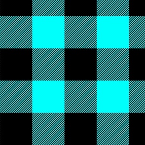 Large Bright Aqua Rustic Cowboy Cabin Buffalo Check Plaid 4 inch