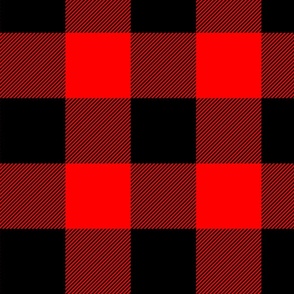 Large Bright Red Rustic Cowboy Cabin Buffalo Check Plaid 4 inch