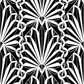 Art Deco Palm Fan Black & White large scale