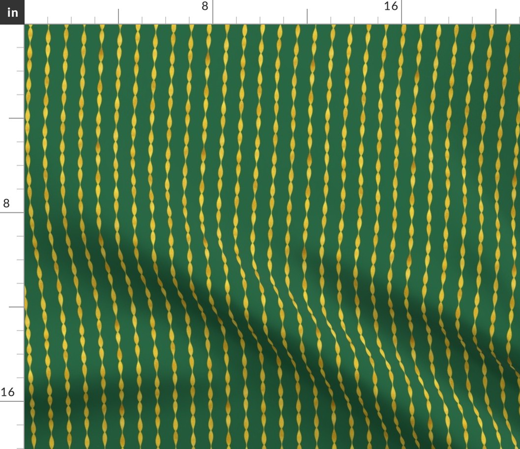 Bright Gold Wavy Stripes on Emerald Green