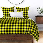 Medium Bright Yellow Rustic Cowboy Cabin Buffalo Check Plaid 2 inch