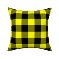 Medium Bright Yellow Rustic Cowboy Cabin Buffalo Check Plaid 2 inch