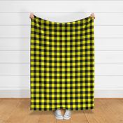 Medium Bright Yellow Rustic Cowboy Cabin Buffalo Check Plaid 2 inch