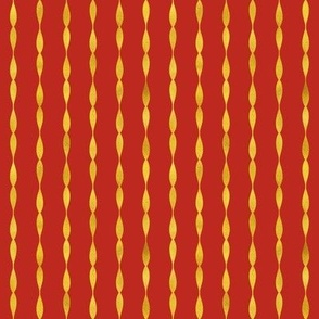 Bright Gold Wavy Stripes on Poppy Red