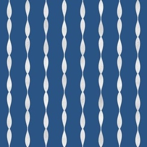 Silver Wavy Stripes on Aegean Blue