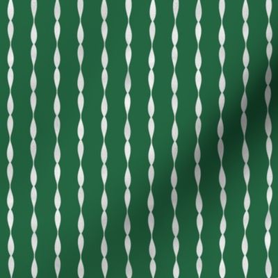 Silver Wavy Stripes on Emerald Green
