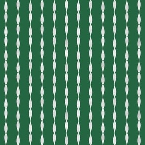 Silver Wavy Stripes on Emerald Green