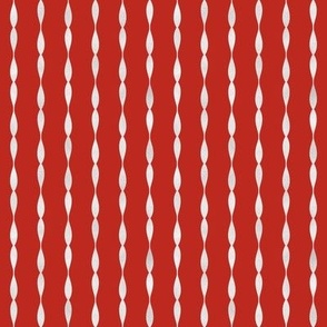Silver Wavy Stripes on Poppy Red