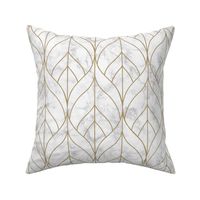 White Marble with Gold Art Deco Leaf